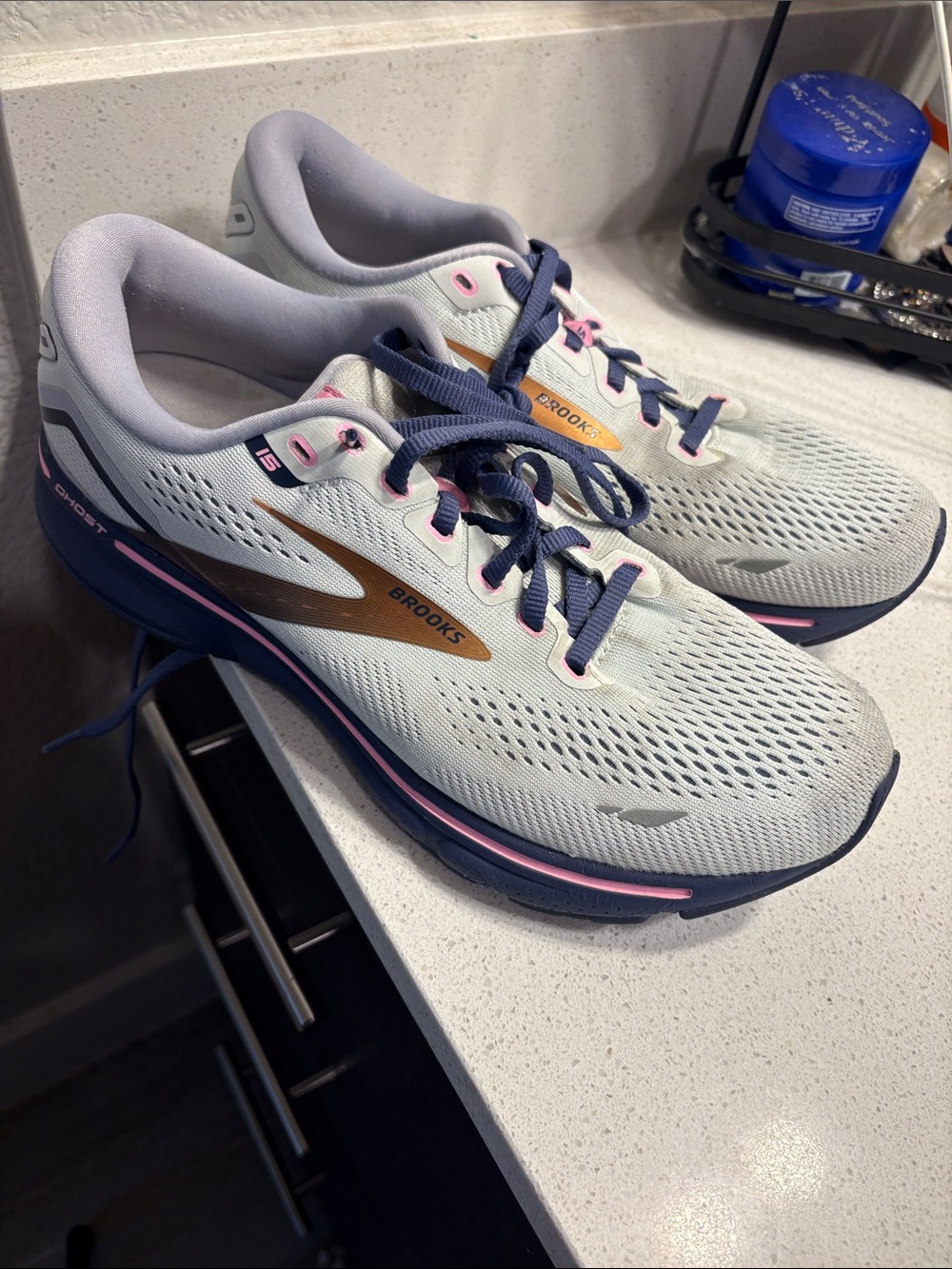 Brooks Women's Athletic Running Shoes in Light Blue with Navy and Pink